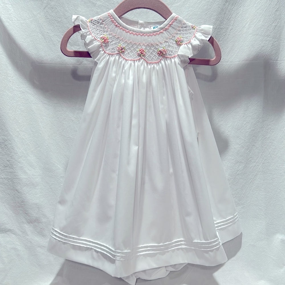 Luli & Me, girls size 12 mos. Smocked batiste bishop 2 piece set new with tags